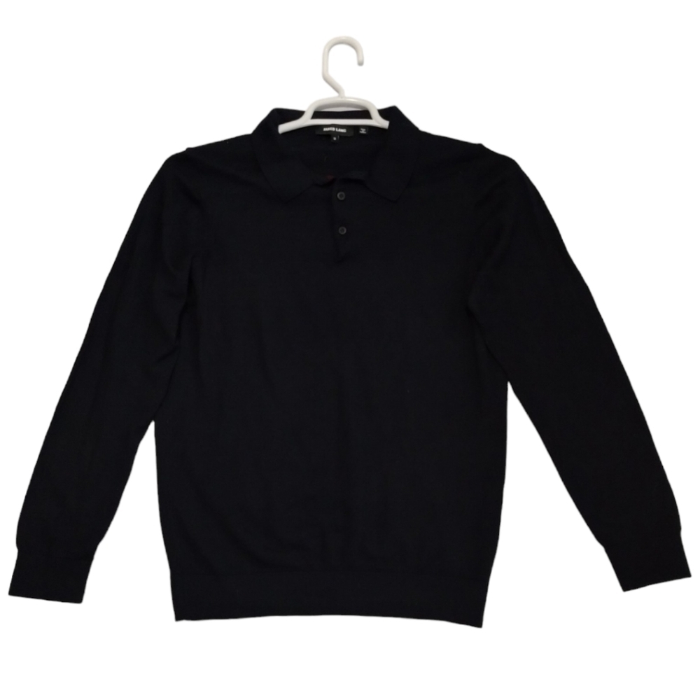 Jared Lang Merino Wool‎ Sweater Polo Knit Pullover Navy